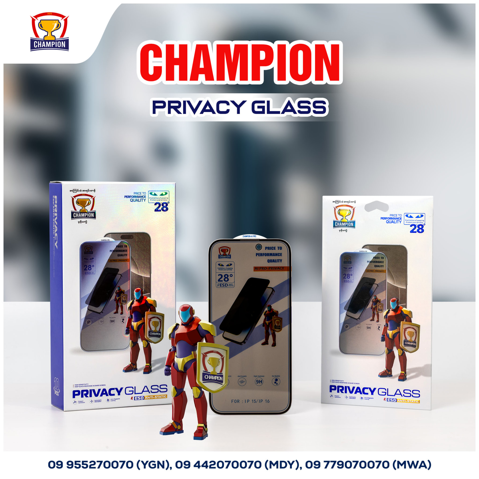 CHAMPION Privacy Glass 28°